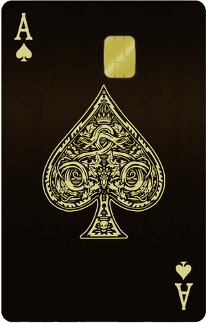 Luxury Ace vertical metal card featuring bold artistic detailing