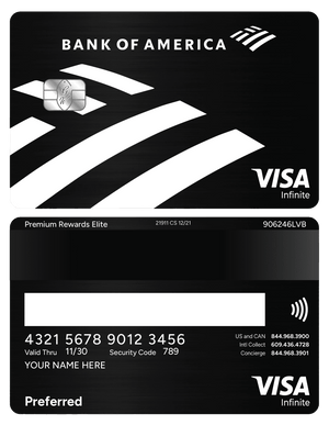 Exclusive Bank of America metal card designed for premium banking clients