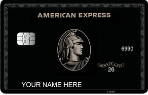 Black Centurion AMEX metal card by Gold Wraps, premium matte black stainless steel luxury card