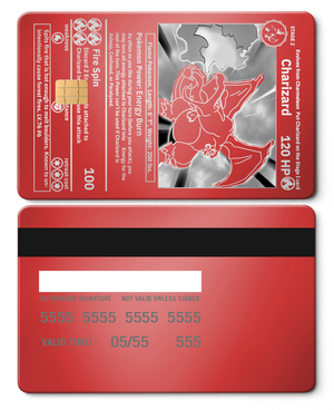 Luxury Charizard metal card with sophisticated engraved metal card design and high-end color variations for global collectors