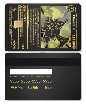 Exclusive Charizard metal card with sophisticated metal card finish and premium color design for global collectors