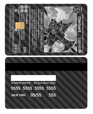 High-end Charizard metal card with modern metal card styling and vibrant custom color variations