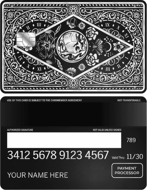 Exclusive Clock of Death vertical metal card with bold gothic artwork