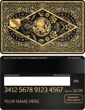 Premium Clock of Death vertical metal card designed for elite collectors and luxury clients