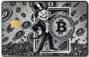 High-end Crypto Monopoly metal card with engraved metal card detailing and luxury global cryptocurrency design