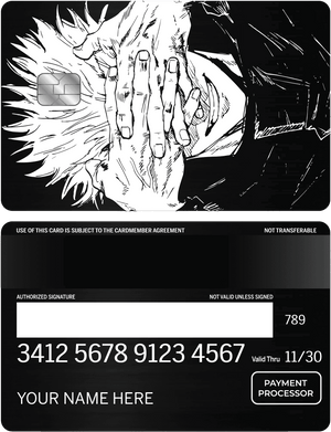 Exclusive Gojo Satoru vertical metal card with high-end engraved anime design