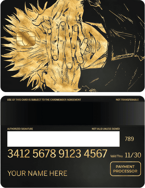 Premium Gojo Satoru vertical metal card designed for elite anime and custom metal card collectors