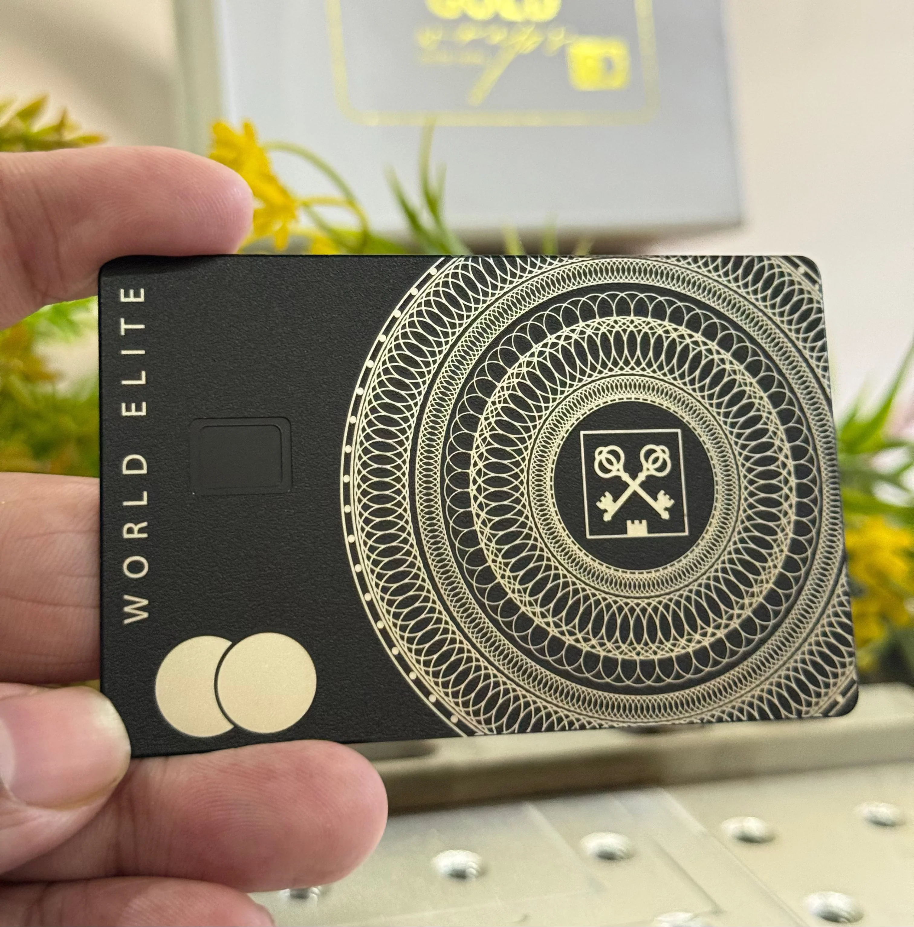 Luxury Goldman Lampe black metal card featuring high-end engraved corporate styling