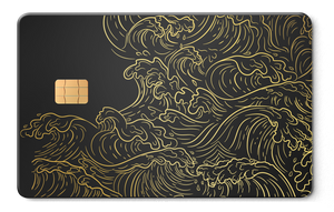 Hokusai Wave metal card by Gold Wraps, stainless steel with Japanese wave art