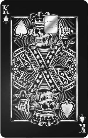 Luxury King of Spades vertical metal card featuring bold artistic detailing