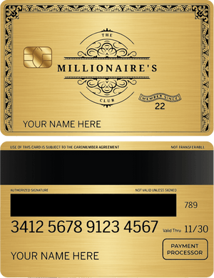 Premium Millionaires Club metal card designed for high-profile business and luxury collectors