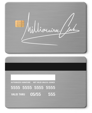 Premium Millionaires Club metal cards with detailed engraved design, luxury metal cards for collectors worldwide