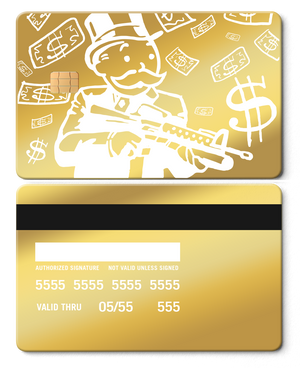 Exclusive limited edition Monopoly Man metal cards with unique engraving, high-end custom metal cards worldwide