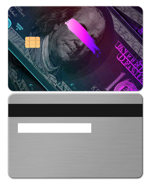 Custom engraved Neon Franklin metal card with intricate design, premium metal card for international collectors