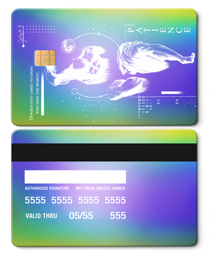 Custom engraved Overpowered metal card with intricate design, premium metal card for international collectors