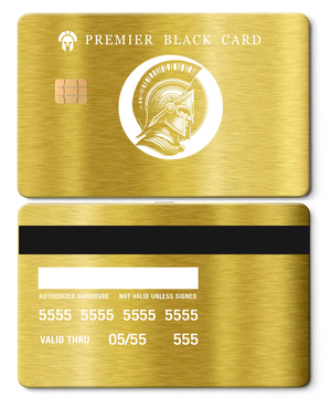 Collector showcase of Premier Black metal card, high-end luxury custom metal card worldwide
