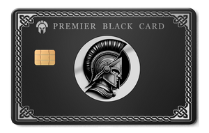 Premier Black Spartan metal card by Gold Wraps, premium stainless steel warrior design