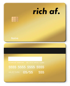 Exclusive limited edition Rich AF metal card with unique engraving, high-end custom metal card worldwide
