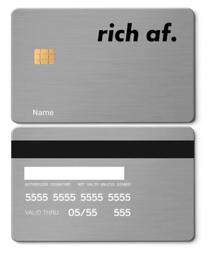 Exclusive Rich AF metal card with premium metal finish, high-end custom metal card for international buyers
