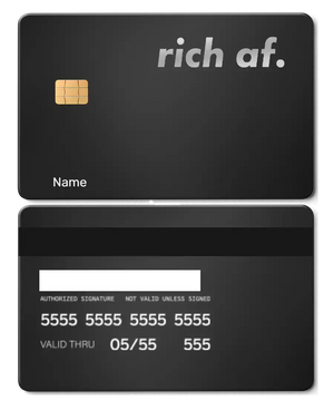 High-end personalized Rich AF metal card with precision engraving, luxury metal card for collectors