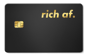 Rich AF metal card by Gold Wraps, premium black stainless steel statement card