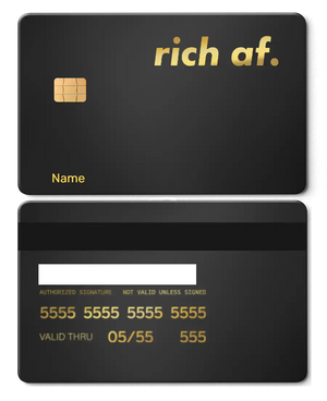Premium Rich AF metal card showcased with luxury craftsmanship, custom metal card for global collectors