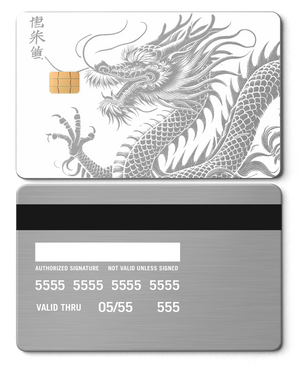 Premium Script Dragon metal card with detailed engraved design, luxury metal card for collectors worldwide