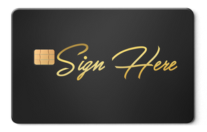 Signature metal card by Gold Wraps, personalised stainless steel card with your signature