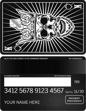 Exclusive Skull King vertical metal card with powerful skull artwork for high-end clients