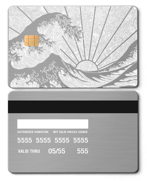 The Great Wave metal card with intricate engraved artwork, premium custom metal card for international collectors