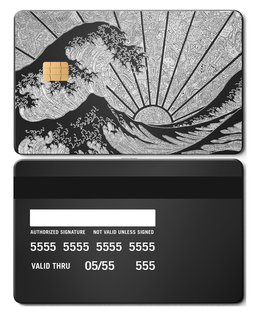 Luxury The Great Wave metal card featuring intricate engraving, elite custom metal card for global markets