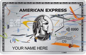 Art Platinum AMEX metal card by Gold Wraps, platinum stainless steel with intricate art design