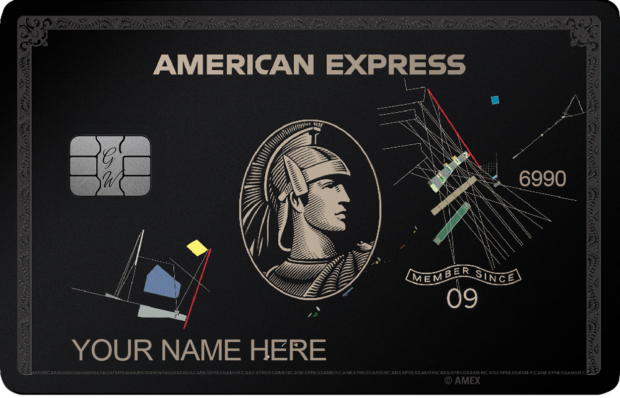 Black Art AMEX metal card by Gold Wraps, matte black stainless steel with intricate art design