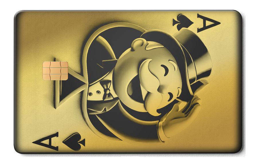 Ace of Monopoly metal card by Gold Wraps, stainless steel crossover design