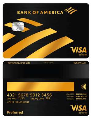 Luxury Bank of America metal card with sophisticated corporate styling