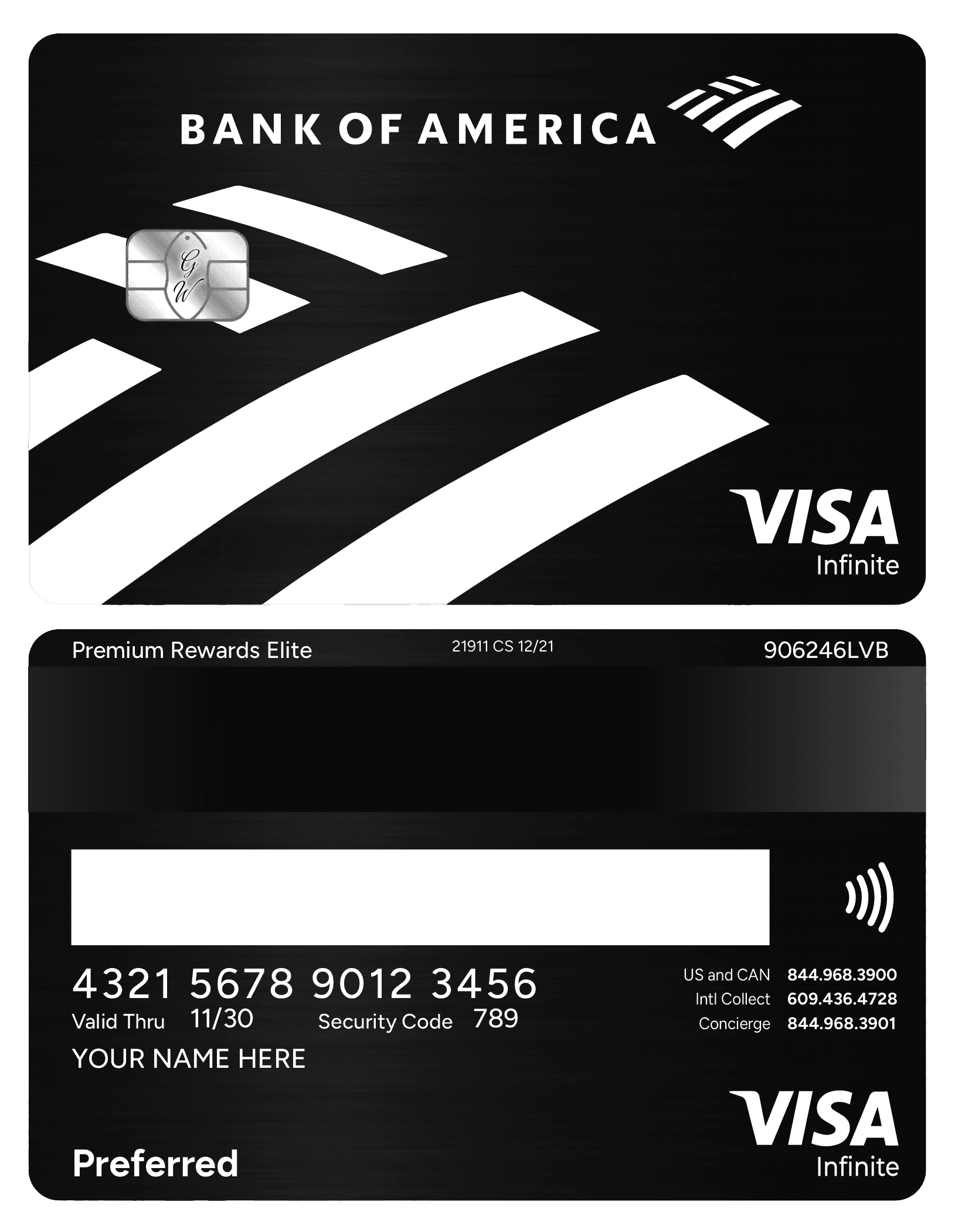 Exclusive Bank of America metal card designed for premium banking clients