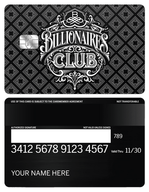 Exclusive Billionaires Club metal card featuring sophisticated luxury styling