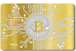 Premium Bitcoin metal card with modern metal card styling and high-end cryptocurrency design