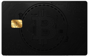 Black Bitcoin metal card by Gold Wraps, premium black stainless steel crypto card