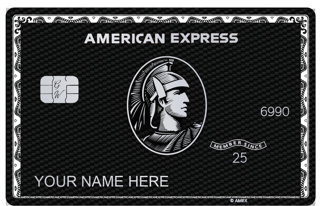 Carbon AMEX metal card by Gold Wraps, premium carbon fiber stainless steel luxury card