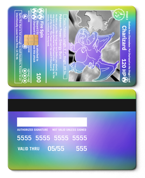 Luxury Charizard metal card featuring engraved metal card details and high-end international color variations