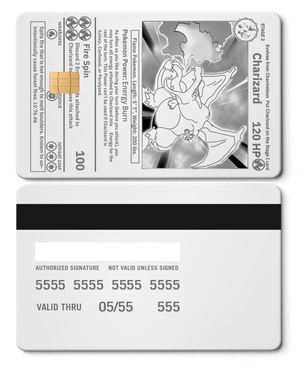 Premium Charizard metal card featuring sleek metal card construction and vibrant custom color variations for collectors