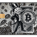 Crypto Monopoly metal card by Gold Wraps, stainless steel crypto-themed design
