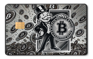 Crypto Monopoly metal card by Gold Wraps, stainless steel crypto-themed design