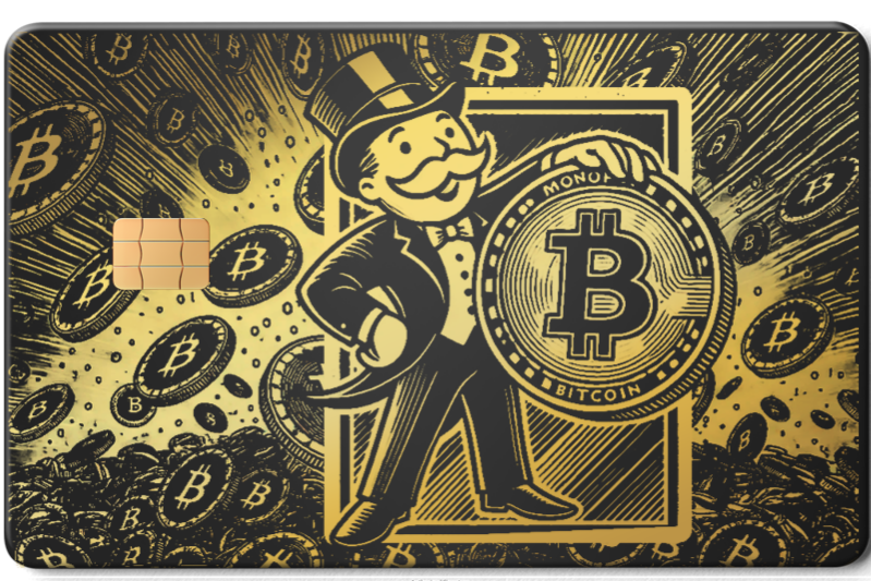 Luxury Crypto Monopoly metal card featuring high-end metal card craftsmanship and elite global crypto-inspired design
