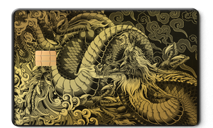 Dragon of the East metal card by Gold Wraps, stainless steel with Eastern dragon design