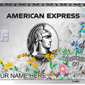 Flowers Platinum AMEX metal card by Gold Wraps, platinum stainless steel with floral design