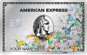 Flowers Platinum AMEX metal card by Gold Wraps, platinum stainless steel with floral design