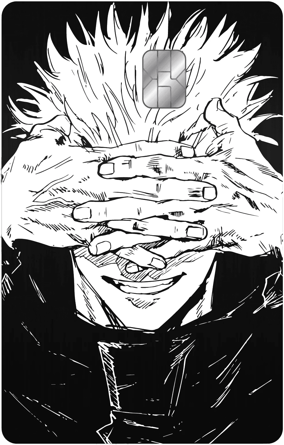 Gojo Satoru metal card by Gold Wraps, stainless steel with Jujutsu Kaisen anime design