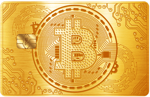 Gold Bitcoin metal card by Gold Wraps, premium gold stainless steel crypto card
